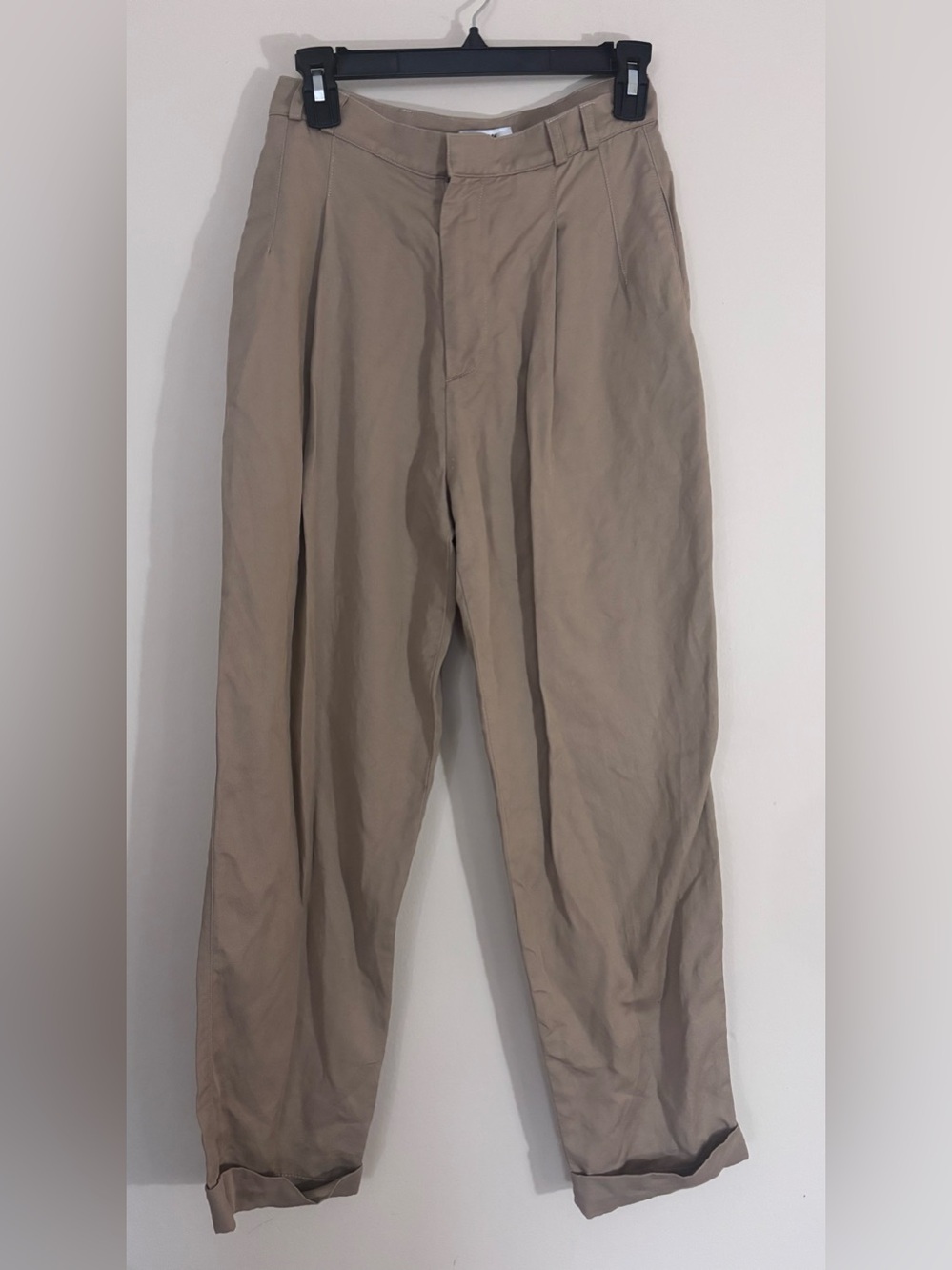 RE/DONE Beige Cotton Linen Pleated Trousers Pants Twill Chinos Khaki size 26